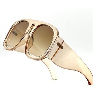 OVERSIZE EXAGGERATED VINTAGE RETRO SUNGLASSES Big Huge X-Large Round Beige Frame